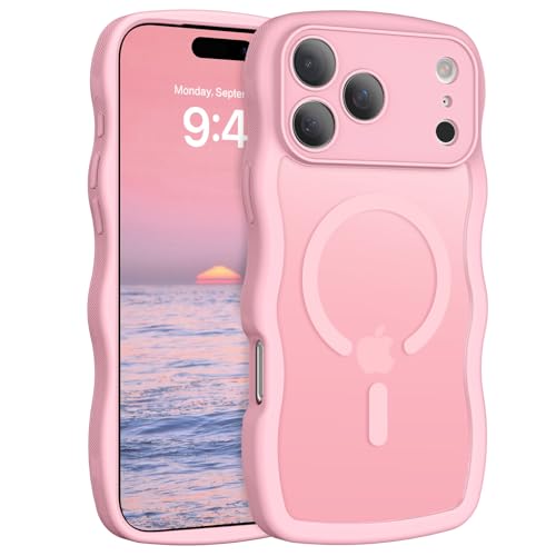 Coque iPhone 17 Pro antidérapante rose résolvant les chutes avec son cadre bouclé antichoc