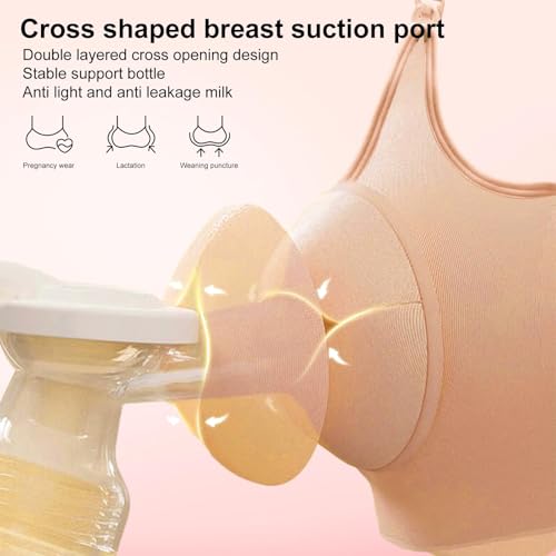 URbazaar Pumping Bra Hands Free Breast Pump Bra 2-Pack Breastfeeding Bra bo Rims Skin-friendly Sucking breast Underwear (Flesh, M)
