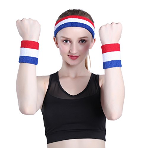 Conjunto de faixas de transpiração ONUPGO, conjunto de faixas de pulso esportivas (6 peças) de tecid