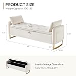 Storage Bench for Bedroom, 65 Inch End of Bed Storage Bench Beige - Image 2