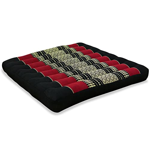 livasia | Coussin de Sol | Carré | 50 x 50 x 6,5 cm | Rembourrage en Kapok | Galette de Chaise | Méditation | Yoga Cover