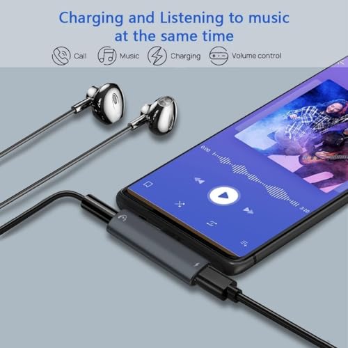 Image of Type-C to 3.5mm Headphone Aux Jack & USB-C Charging 2-in-1 Splitter ? Compatible with iPhone 16 /15 Pro /Pro Max /Plus, iPad 10 /Air 5 /4, OnePlus 12 /11 /10 /9 /8 /7, Nord 2 /CE 4 /3 /2, Redmi Note 14 /13