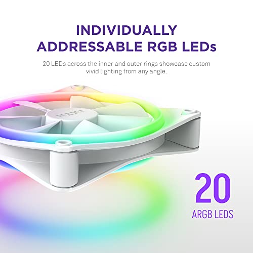 Image of NZXT F140 RGB Duo Twin Pack - 2X 140mm RGB Fans + Hub - White