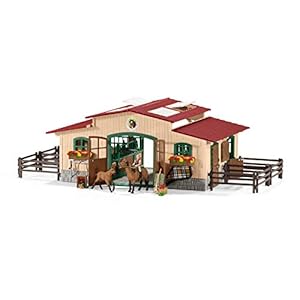 schleich 42195 Paardenhok met paarden en accessoires, voor kinderen vanaf 3 jaar, Horse Club – speelset