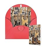 Biglietto di auguri vuoto 10 x 15 cm, con buste, chitarra, basso, musica, biglietti di auguri per tutte le occasioni, per matrimoni, inviti aziendali