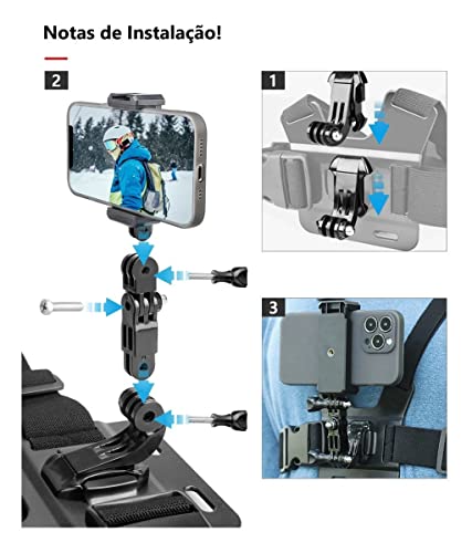 Suporte Peito Para Câmera Peitoral Gopro Celular Ajustável | Kit Completo acessórios | GoPro Hero 11