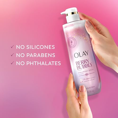 Olay Body Wash for Women, Intensely Hydrating, Pro-Hyaluronic Acid Serum Complex, Renews Moisture, Vitamin B3 Lameller Technology, For All Skin Types, Berry Bubbly Scent, 20 fl oz - image 5