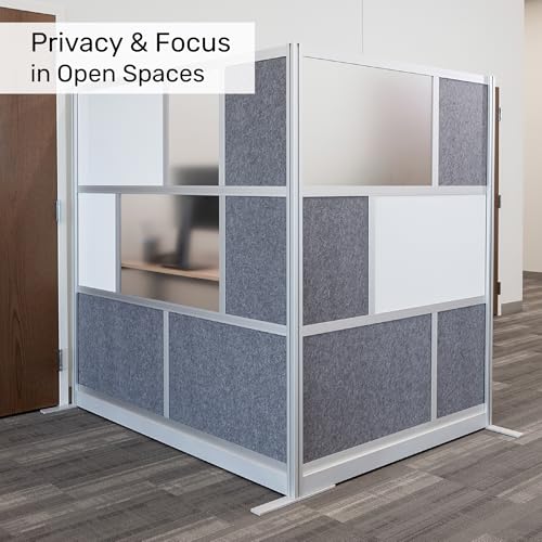 Image of Workflow Modular Wall | Room Divider with Whiteboard, Sound Dampening, & Frosted Acrylic Panels | Expandable Office Partition for Privacy & Stability (53 inch x 70 inch)