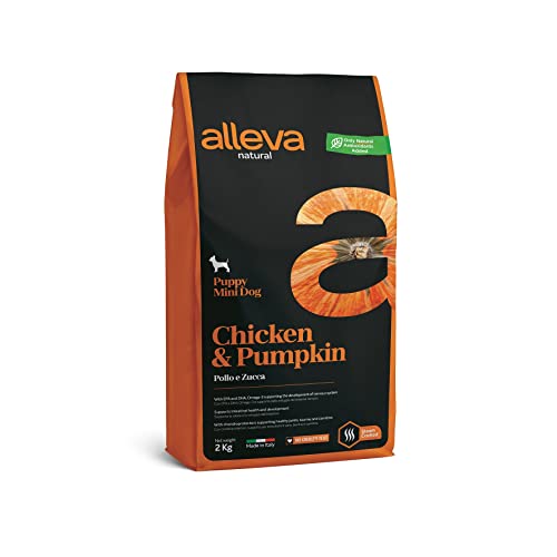 Alleva Crocchette secco Natural per cuccioli di taglia piccola/mini/toy ricco di Pollo e Zucca Fresca,kg 2