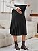 MARI GABRIEL Womens Maternity Pleated Skirt Sweater Knit Casual High Waist Pregnancy Midi A Line Office Work Skirts X-Large Black