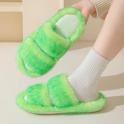 Fuzzy House Slippers for Women Furry Fur Fluffy Memory Foam Bedroom Slip On Open Toe Indoor Oudoor Slides Slipper Shoes2