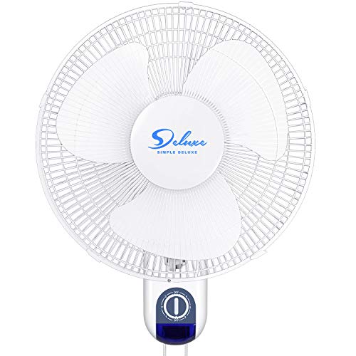 Simple Deluxe 16 Inch Wall Mount Fan - 3 Speed - 3 Oscillating