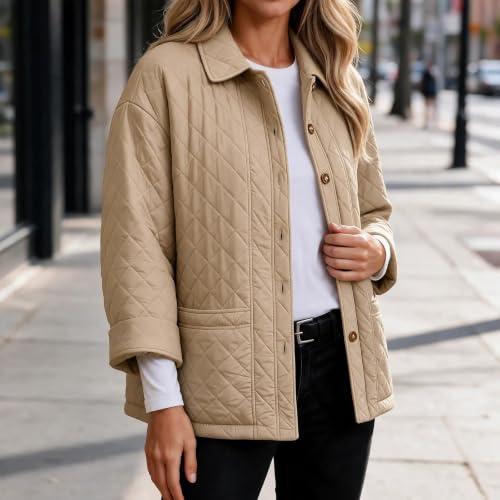 fartey Plus Size Quilted Jacket Button Down Jacket Casual Loose Winter Coat - image 4