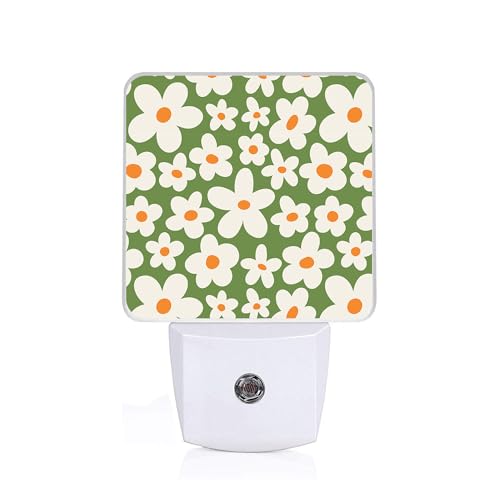 Image of Retro 70's Goovy Flowers Night Light, Plug-into Wall Retro Daisy Flower Nightlight Lamp with Dusk to Dawn Sensor, Led Lamp 0.5W Energy Efficient for Boys Girls Adults Home Decor