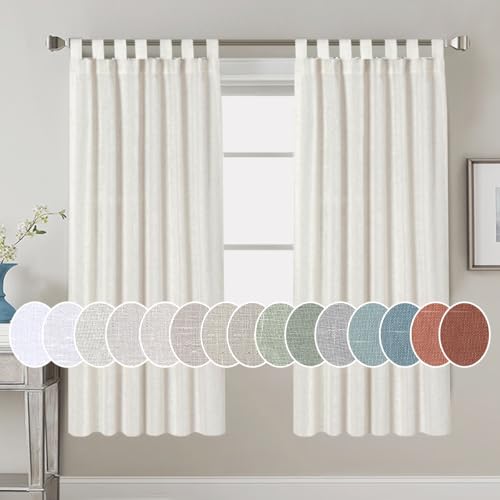 H.VERSAILTEX Linen Blended Curtains - Tab Top Window Treatments Panels Drapes for Living Room, Elegant Energy Efficient Light Filtering (Set of 2, 52' x 72', Heathered Natural)