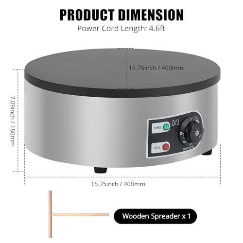 16" Commercial Electric Crepe Maker with Drawer Warmer, Nonstick Crepe Pan, Adjustable Temperature Control for Roti, Tortilla, Eggs, BBQ by MilleLoom - Image 2