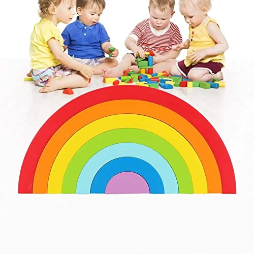 Bloques de construcción de Madera, Bloques de construcción semicirculares del Arco Iris de Color Creativo Educativo Juguete de Madera para niños