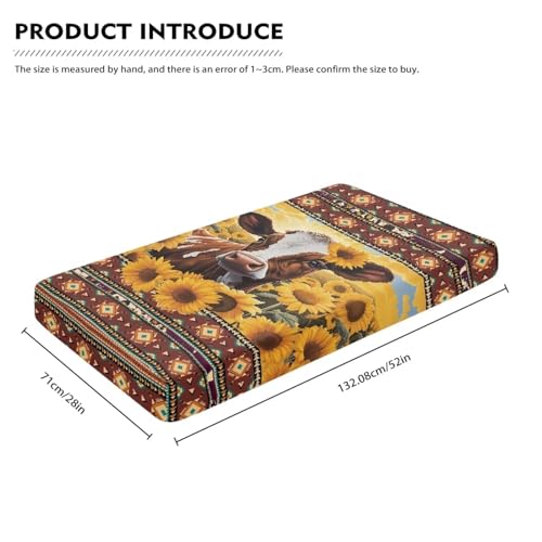 Image of Sunflower Cow Fitted Crib Sheet for Baby Girls Boys Bed Sheet Set Southwest Aztec Toddler Mattress Sheets for Standard Crib 28 inch x 52 inch Nursery Bedding Sets