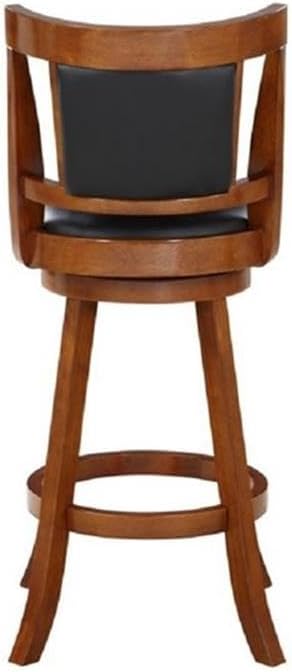 Walnut Swivel High Back Leather Counter Stool