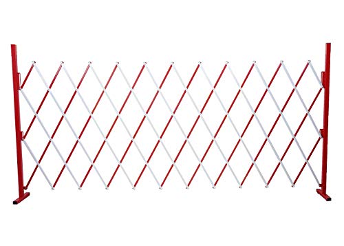 Absperrgitter HWC-B34, Scherengitter Zaun Schutzgitter ausziehbar, Alu rot-weiß - Höhe 153cm, Breite 36-300cm