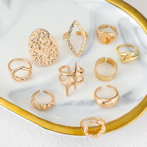 Image of Shining Diva Fashion Stylish Trendy Finger Rings Set for Women & Girls | Chunky Minimal Statement Ring Combos Modern Elegant Jewellery Collection