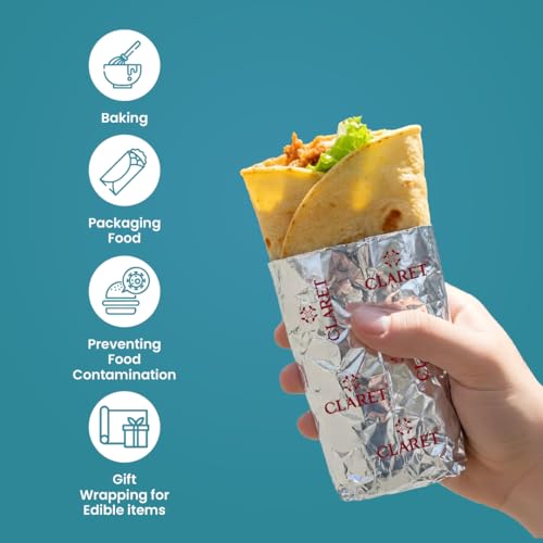 Image of Claret 2 in 1 Aluminium Foil & Paper Roll for Food Wrapping | Wrap Roti & Fresh Kitchen Food Essential | Keep Food Warm | Non Stick | 20+5 M Length | Pack of 1