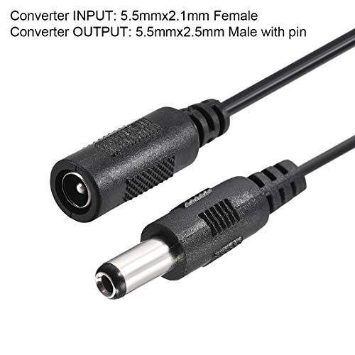 uxcell Adaptador Convertidor Tip 5.5x2.1 a 5.5x2.5mm 17cm 2 pcs miniatura 2