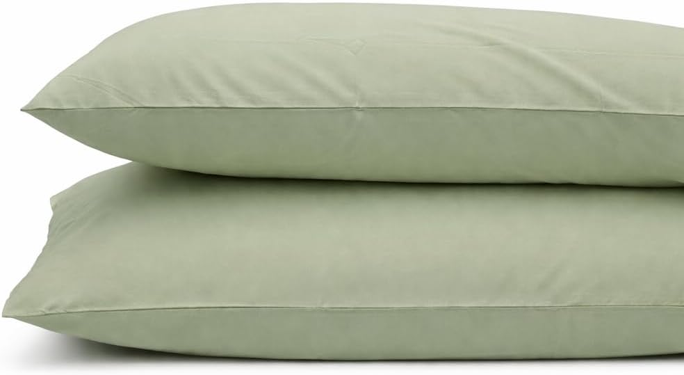 ORGANIC TEXTILES 550 Thread Count GOT's Certified Organic Cotton Pillowcases, Non-Toxic - (Standard, Sage Green) - Set of 2