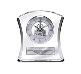 Tower Da Vinci Crystal Clock with Silver Dial and Silver Engraving Plate Personalized Desk Clock Wed