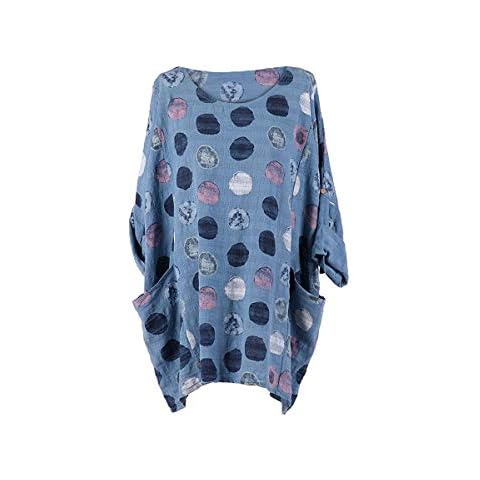 LushStyleUK New Ladies Italian Multicolor Polka Dot Cotton Top Women Lagenlook Top Plus Size (Denim) Cover
