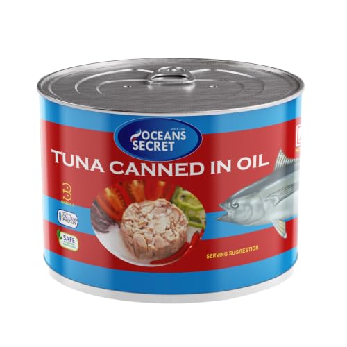 Image of Oceans Secret Tuna Chunks in Sunflower Oil 500gm Pack of 8 Canned Tuna Fish | Balanced Nutrition | Rich Taste | in Oil | Premium Cuts Ready to Eat