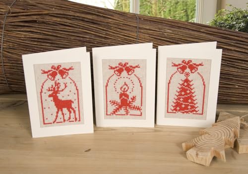 Image of Vervaco Christmas Symbols Card Cross Stitch Set, Multi-Colour