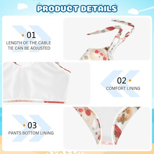 KLL Christmas Head Santa Pattern Girls Two Piece Bikini Set Beach Swimsuit Swimming Suits Cute Shoulder Strap4
