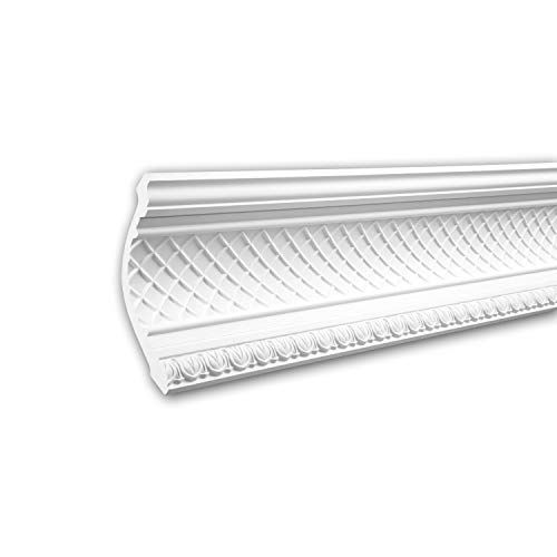 Cornisa Profhome de poliuretano que cubre imperfecciones y grietas entre techo y pared
