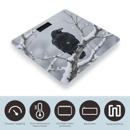 Báscula de baño digital Black Crow con pantalla LCD y vidrio templado 400 lb miniatura 3