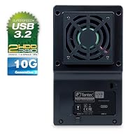 FANTEC QB-X2U31R USB3.2 Gen2 RAID Festplattengehäuse für 2x SATA 3,5/2,5 Zoll HDDs oder SSDs, Transferraten bis 10Gbit/s, RAID Funktion 0/1/Single, Lüfter Automatik, Kabel USB-C, Metall schwarz – Ansicht 4