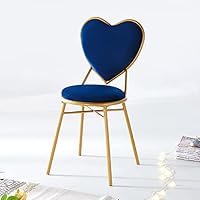 Vanity Chair For Makeup Room,Comfy Velvet Vanity Stool Dining Chair,Cute Heart Chair Makeup Stool Chair For Vanity,Makeup Chair Decorations For Girls Bedroom(33.2*15.7*15.7inches, Navy Blue)