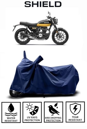 Image of Shield Heavy Duty Bike Cover for Honda Cb350rs | All-Season, Tear-Proof Fabric | with Side Mirror Pocket & Buckle Belt | Honda Cb350rs Bike Cover (Blue)