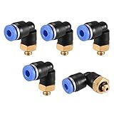 Push to Connect - Tubo de ajuste macho Elbow de 4 mm, tubo OD x M5 Thread Pneumatic Air Push Fit Lock Fitting Blue 5 unidades