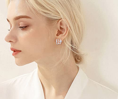 Sterling Silver Claw Earrings For Women - Hypoallergenic Half Hoop Earrings Minimalist Cubic Zirconia Ear Cuff Earrings Fashion Illusion Stud Earrings For Women Girls Gifts For Christmas Birthday #TOP1