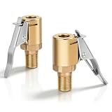 2-Pack Brass Tyre Inflator Air Chucks, 8mm Quick-Release Clips