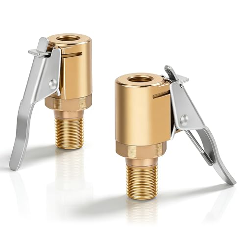 2Pcs Brass Tyre Valve Air Pump Clip tquick release tyre inflator adaptor(8mm) Air Chuck Tire Inflator Compressor Pump Connect Locking Car Universal Tyre Tire Inflator Valve Connector for Car Truck