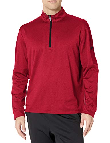Callaway Men's Opti-Therm Long Sleeve Waffle-Fleeced 1/4 Zip Midlayer Jacket, Tango Red Heather, Medium