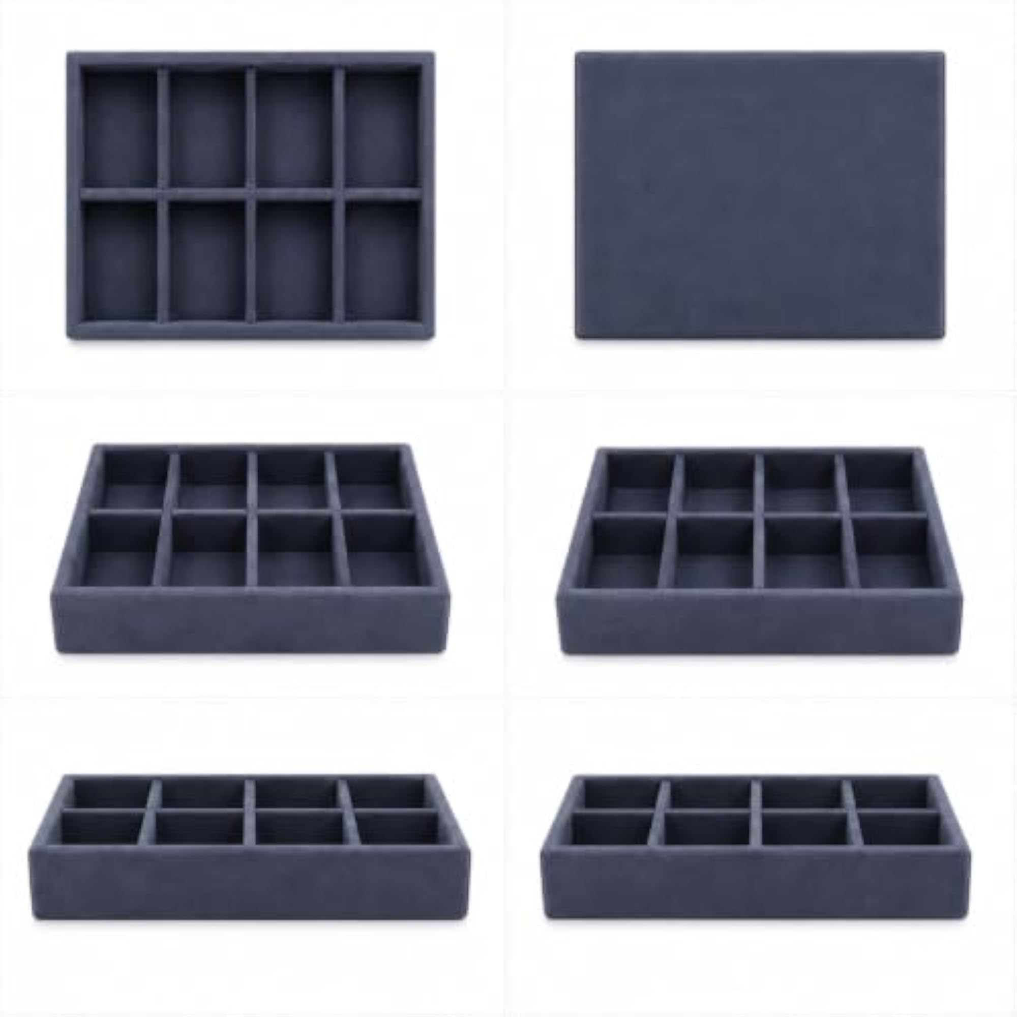 8 Slot Tie Organizer Tray for Wardrobe Drawer, Grey