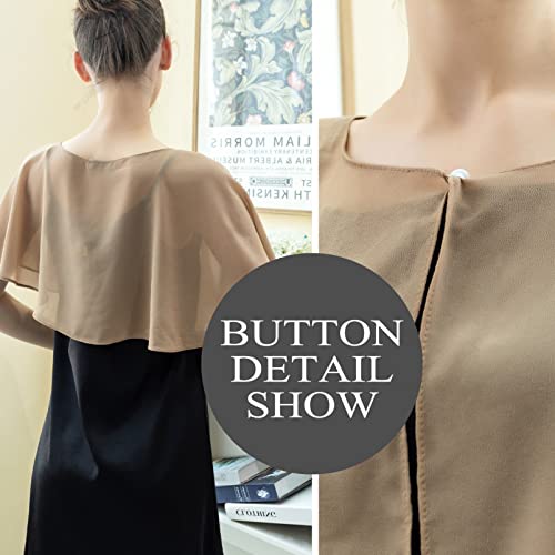 Genovega Soft Chiffon Shawl Wraps Shrug Capelet for Evening Dress Wedding Cape Cover Up for Women Gold Shawls4