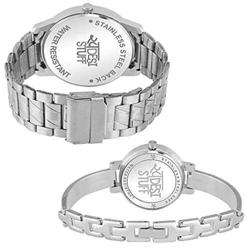 SWADESI STUFF Couple Watch Combo Set – Blue Dial, Stainless Steel Strap, Round Analog Watches for Men and Women, Blue, Classic, blue, Classic
