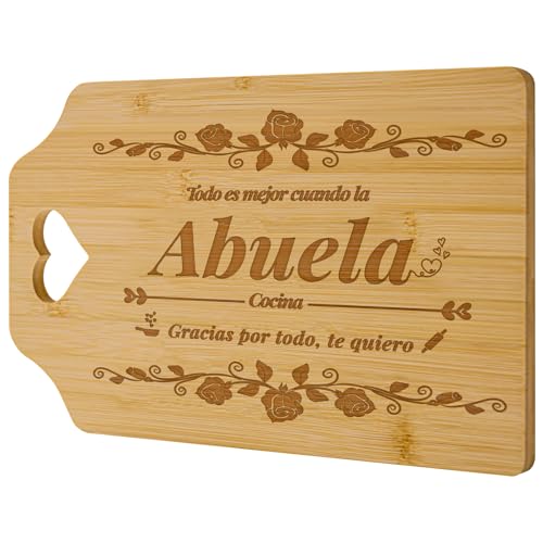 Zindoo Regalo Abuela Tabla de Cortar Bambu Regalo para Abuela Original Única con Grabado Láser Antibacteriana Renovable y Resistente Ideal para el Día de los Abuelos Cumpleaños y Navidad