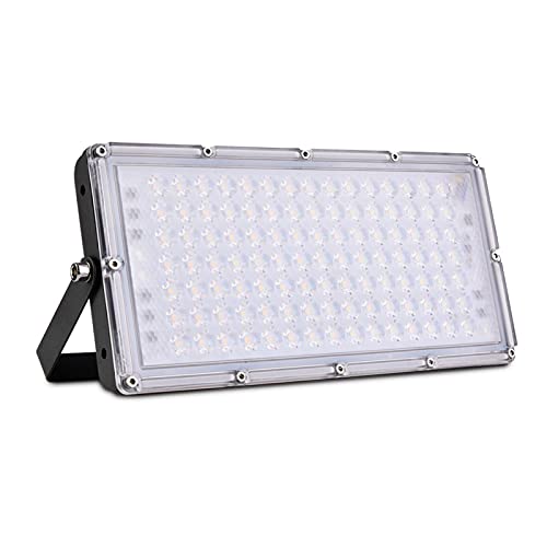 Honganrunli Luz de Inundación LED para Exteriores de 100W, Luz de Seguridad de Foco Impermeable IP66, Luz de Pared deLuz de Trabajo de 8000 LM, Adecuada para Patio, Garaje, 6500K Blanco Cálido [A ++] Cover