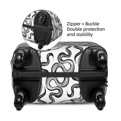 Hand Drawn Snake Print Luggage Cover For Suitcase,Washable Elastic Travel Suitcase Protector With Zipper Closure And Bottom Buckle – Fits 18-32" Luggage-Small2