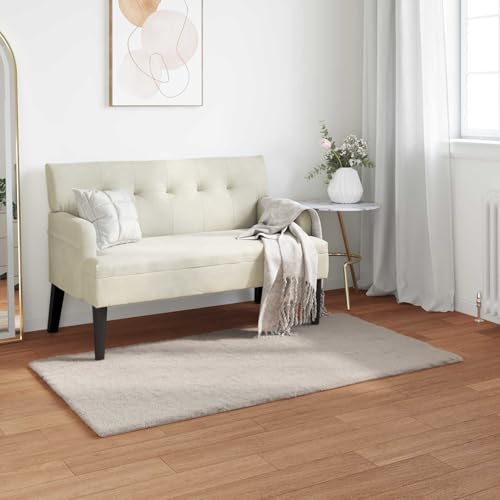 Tapis en fourrure synthétique beige extra doux et résistant pour le salon